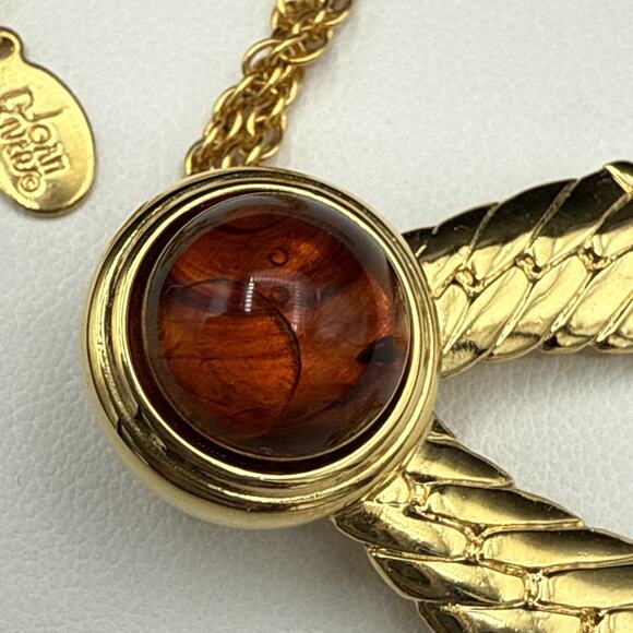 Vintage Joan Rivers Necklace 28 in Red Faux Dragons Breath Gold Tone Rope Chain - Picture 5 of 7